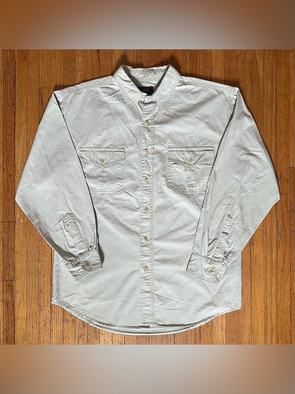 Route 66 Men's Tan/Grey Long-Sleeve Button-Down Shirt